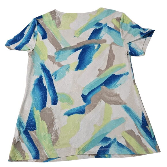 JM Collection Womens Blouse Multi-Color Size PM Polyester Blend Pullover Stretch - Picture 2 of 12